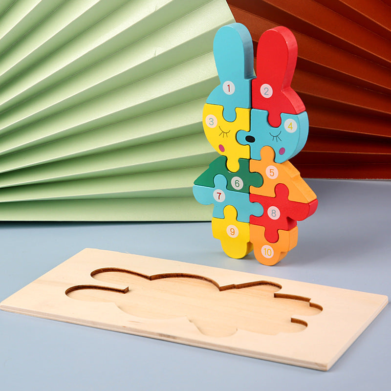 Wooden puzzle with numbers