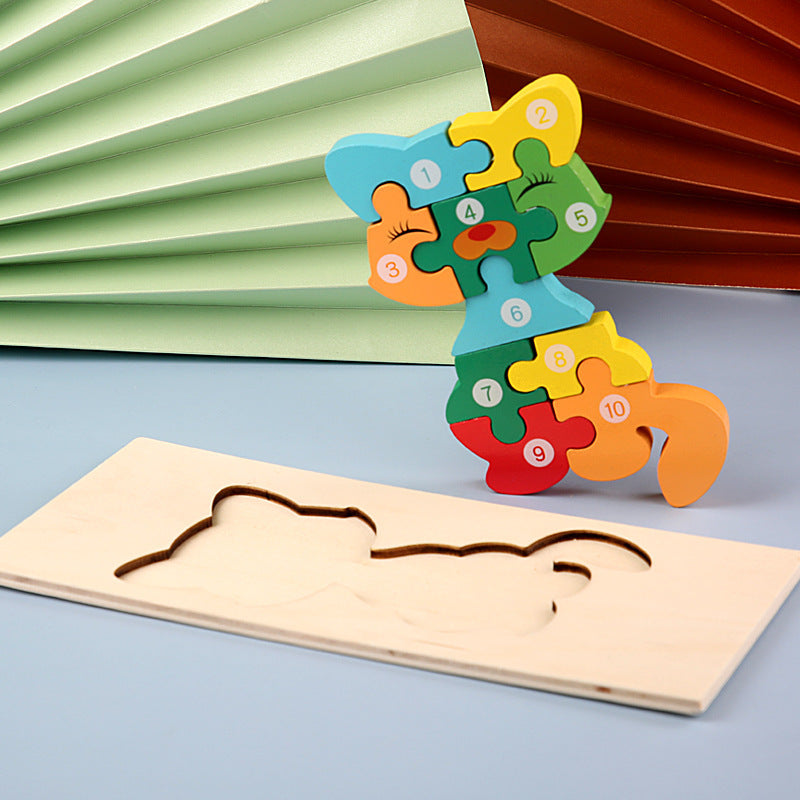 Wooden puzzle with numbers