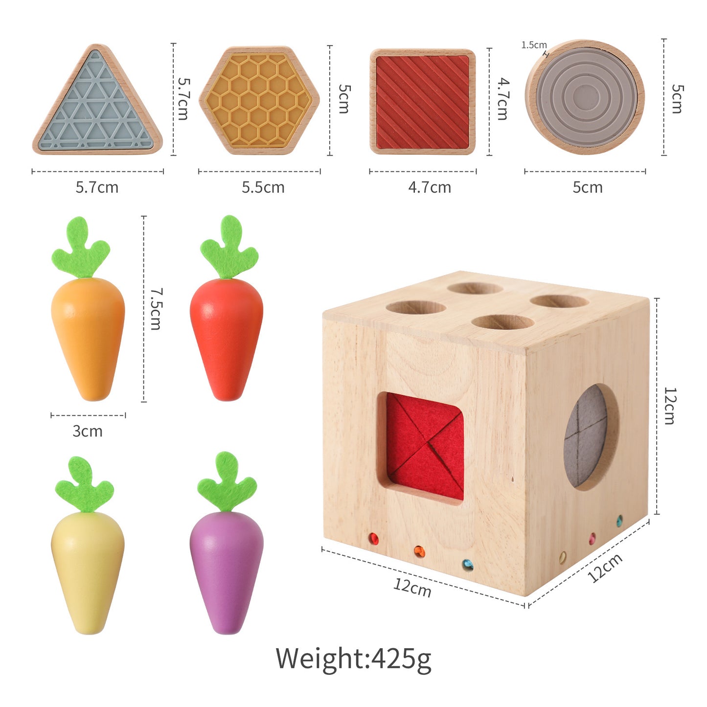 Wooden Geometric Cast Shape Educational Toy