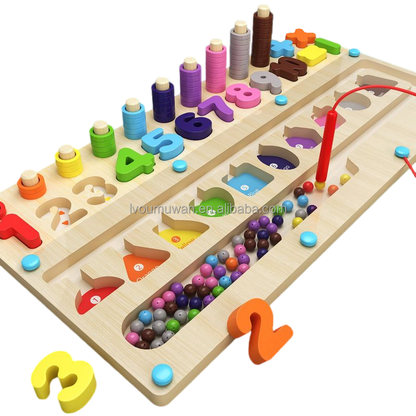 3-in-1 Wooden Learning Montessori Board