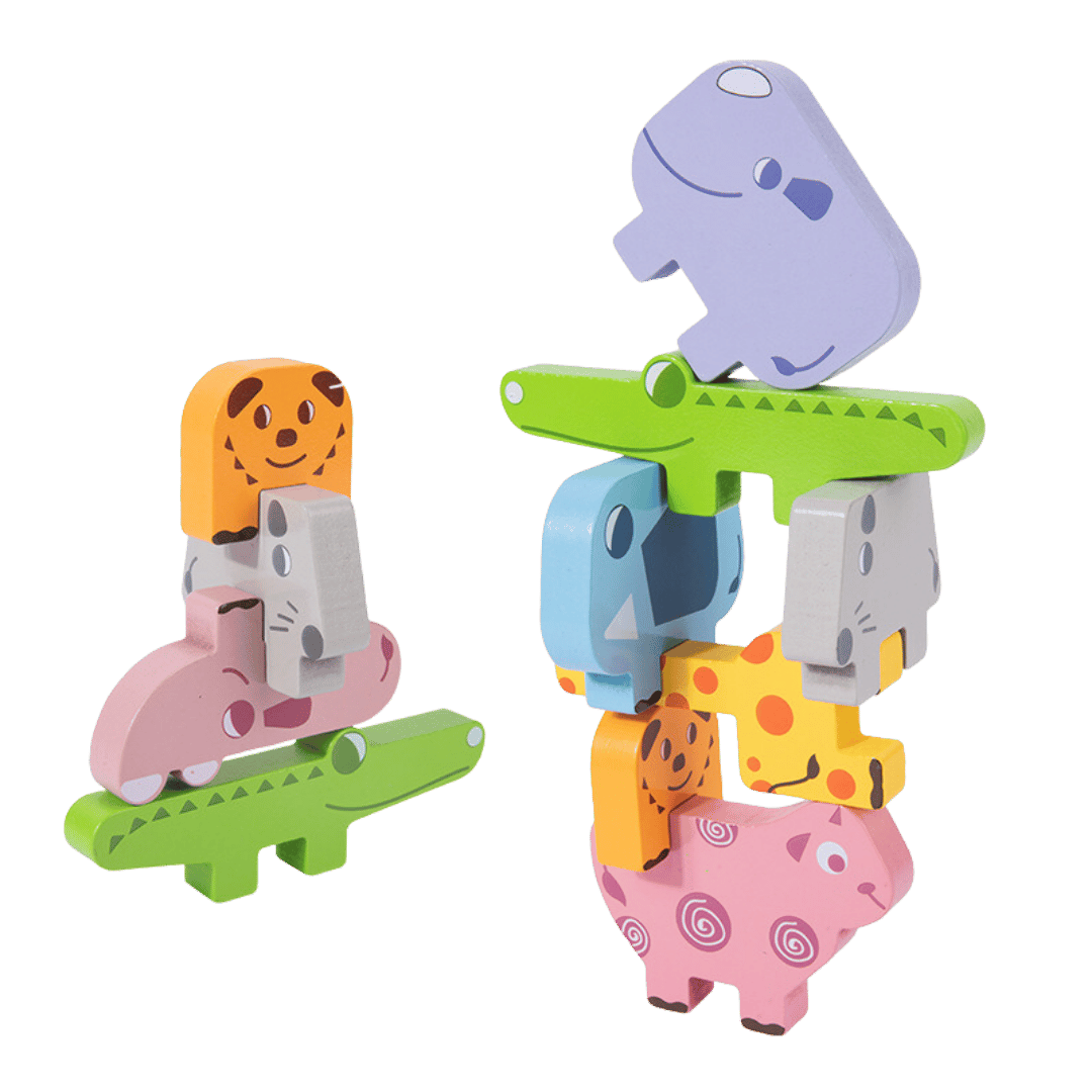 TinyZoo Montessori Wooden Stacking Animals