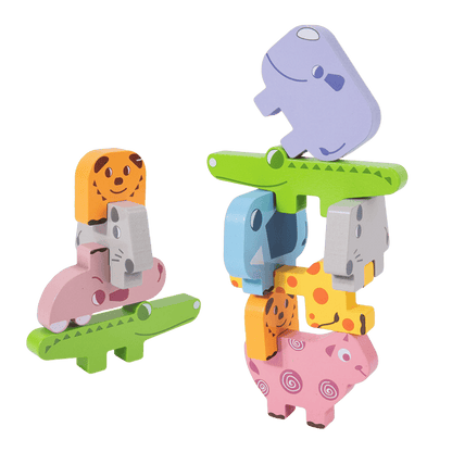 TinyZoo Montessori Wooden Stacking Animals