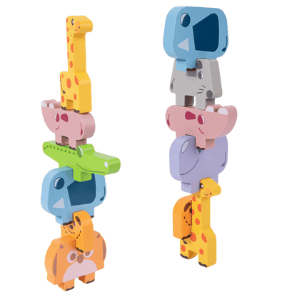 TinyZoo Montessori Wooden Stacking Animals