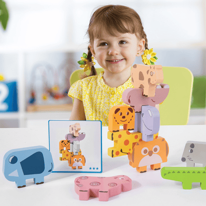 TinyZoo Montessori Wooden Stacking Animals