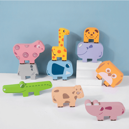 TinyZoo Montessori Wooden Stacking Animals