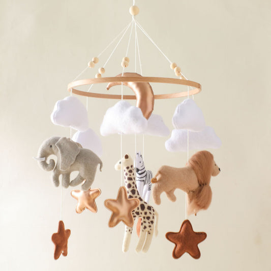 Animal and Cloud Moon Crib Decoration